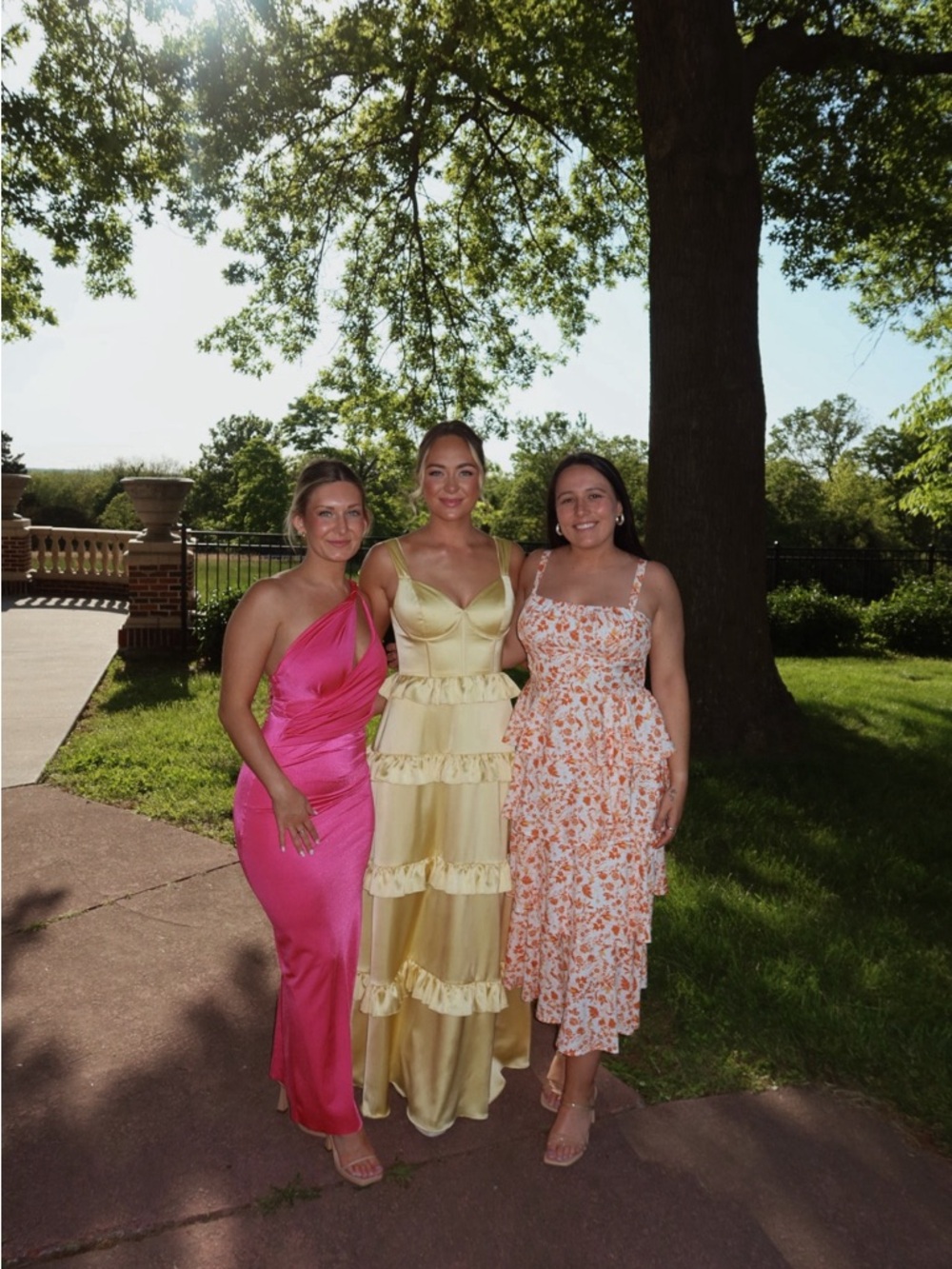 Revelry Yellow Ruffle Satin Maxi Dress